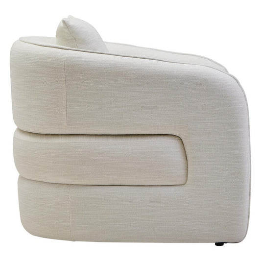 Belini Cream Linen Effect Curved Chair