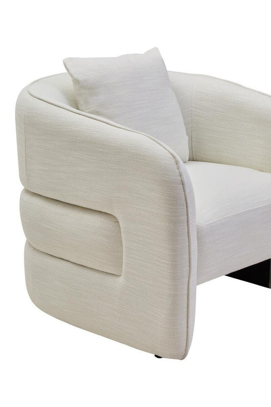 Belini Cream Linen Effect Curved Chair