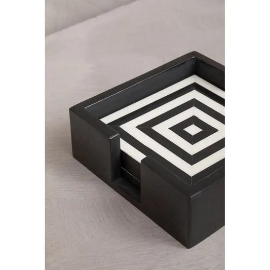Monochrome Coasters In Holder