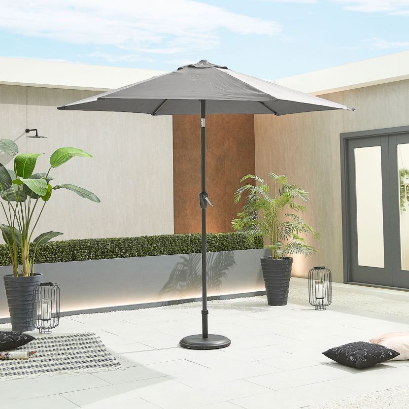 Chimes Antigua Aluminium 2.7m Round Parasol - Grey