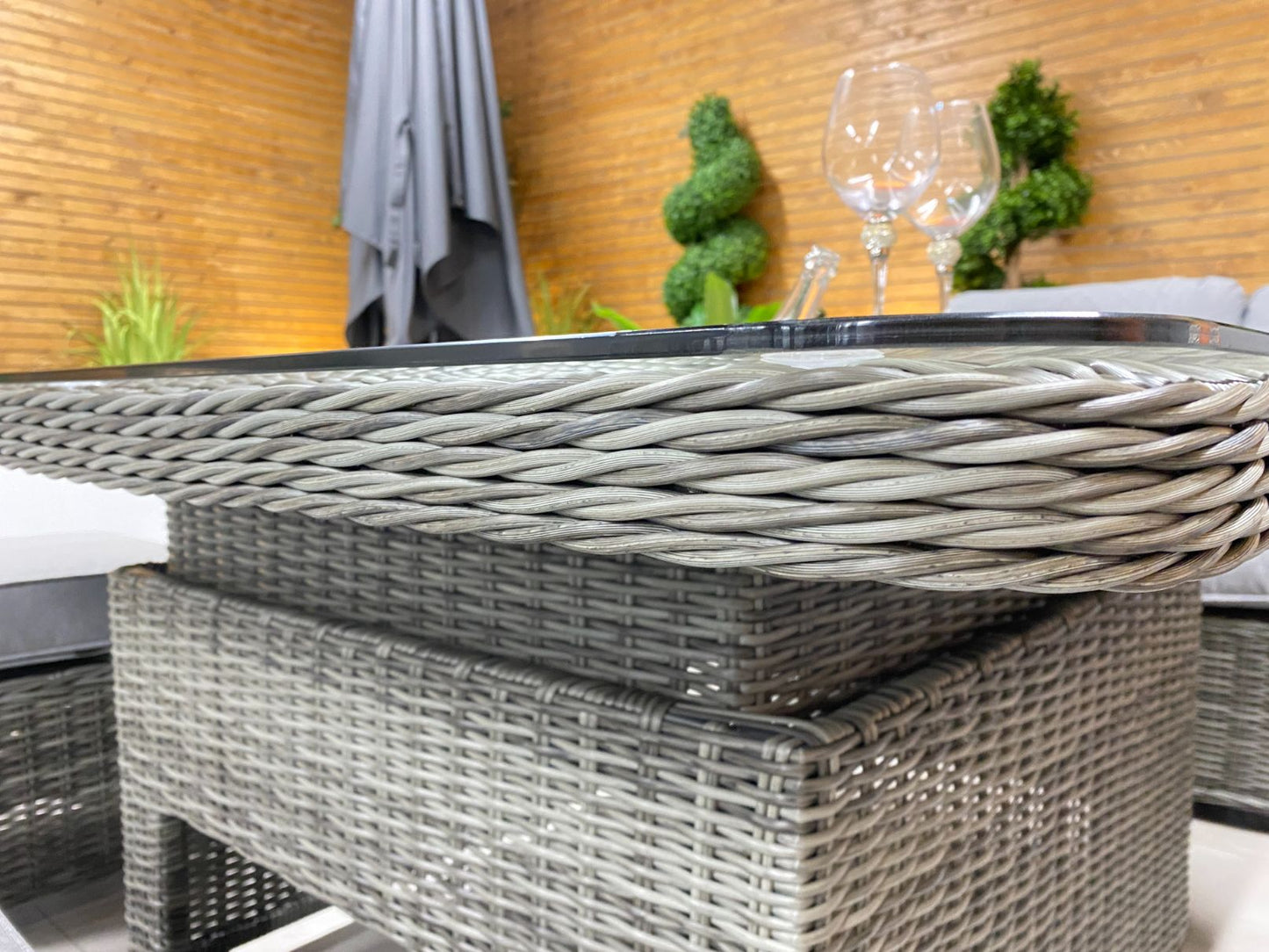 Chimes - Prestige Grey Florence Deluxe Corner Dining Set With Rising Ice Bucket Table (S)