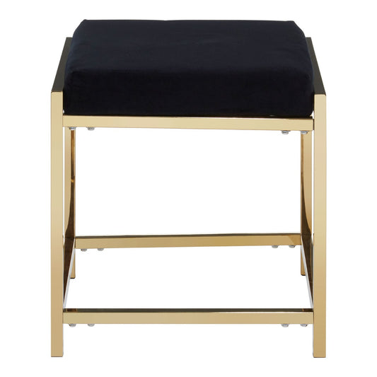 Chimes - Athena Black Velvet Gold Finish Stool