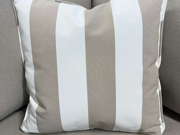 Beige And White Striped Outdoor Cushion