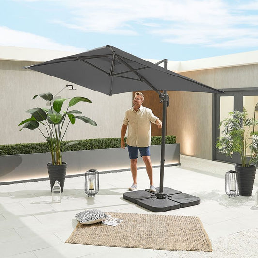 Nova - Apollo 3m x 2m Rectangular Cantilever Parasol - Crank & Tilt - Grey