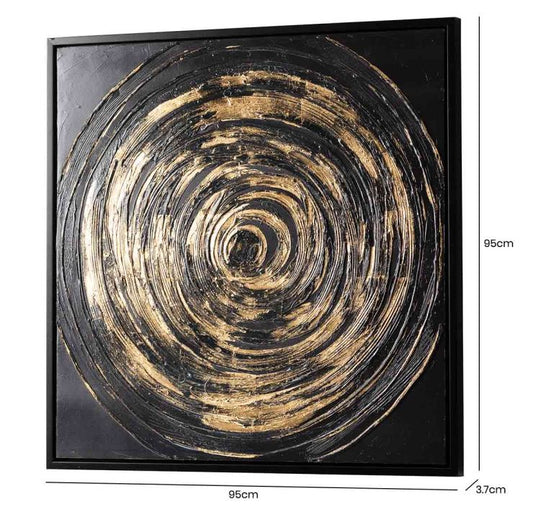 Black and Gold Abstract Framed Canvas