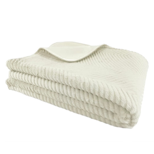 Cream Malini Chevron Faux Fur Piped Throw