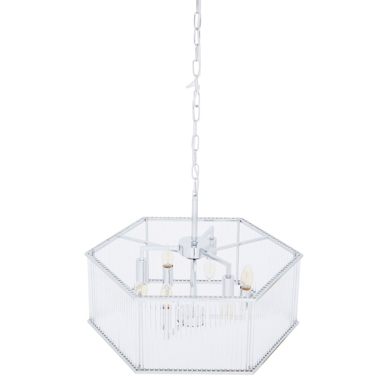 Chimes - Listra 6 Light Hexagonal Chrome Pendant Light
