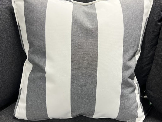 Grey And White Stripe Outdoor Cushion