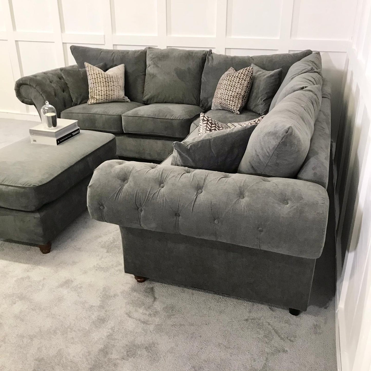 Chimes - Belvedere Corner Sofa - Charcoal Grey - Without Foot Stool