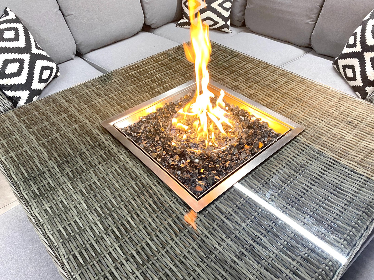 Chimes - Prestige Grey Florence Compact Corner Dining Set with Firepit Table