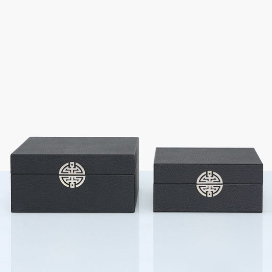 Chimes - Set of 2 Black Faux Leather Jewellery Boxes
