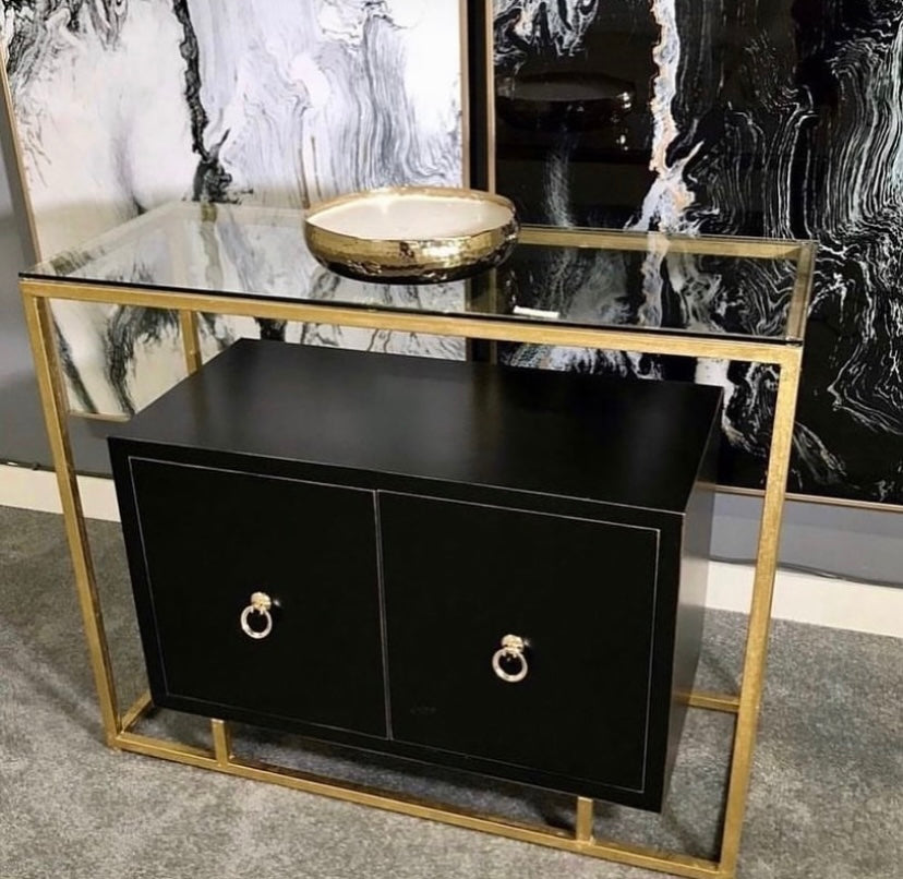 Aurora Gold & Black Suspended 2 Door Cabinet