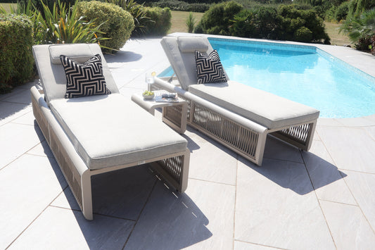 Chimes - Portofino Sun Lounger Set With Coffee Table - Cream