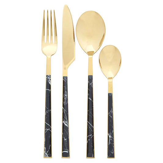 Chimes - 16 pc Black Marble Effect Cutlery Set