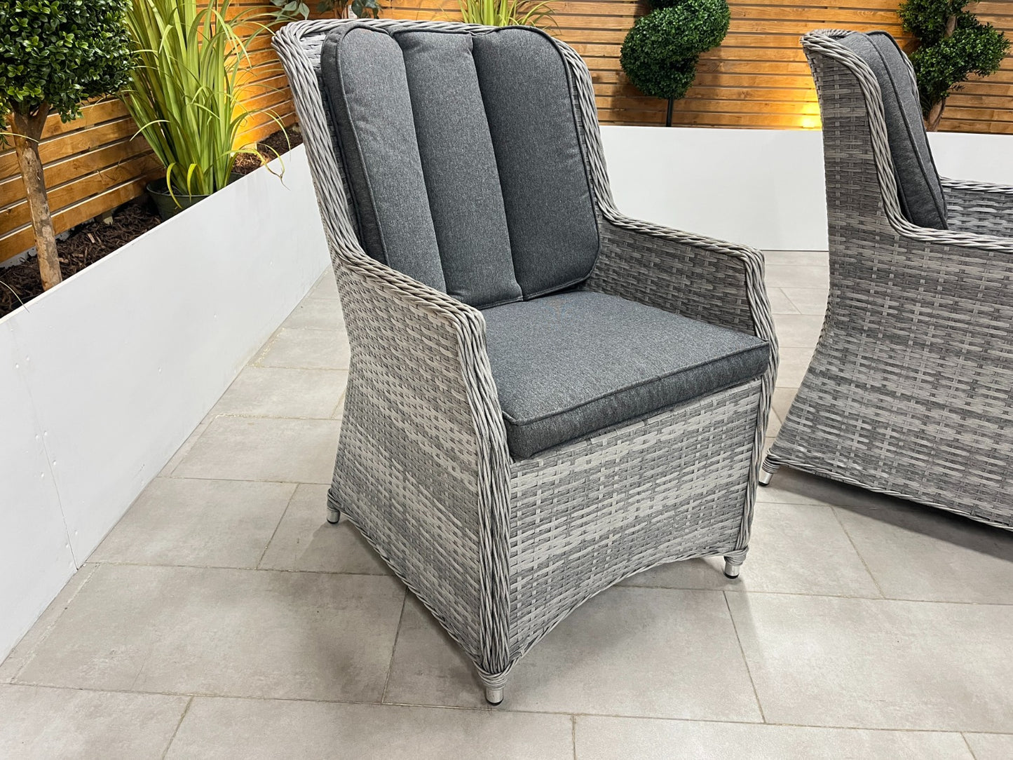 Chimes - Stone Grey Bella 6 Seat Round Dining Set - 1.5 Meter Round Table with Firepit