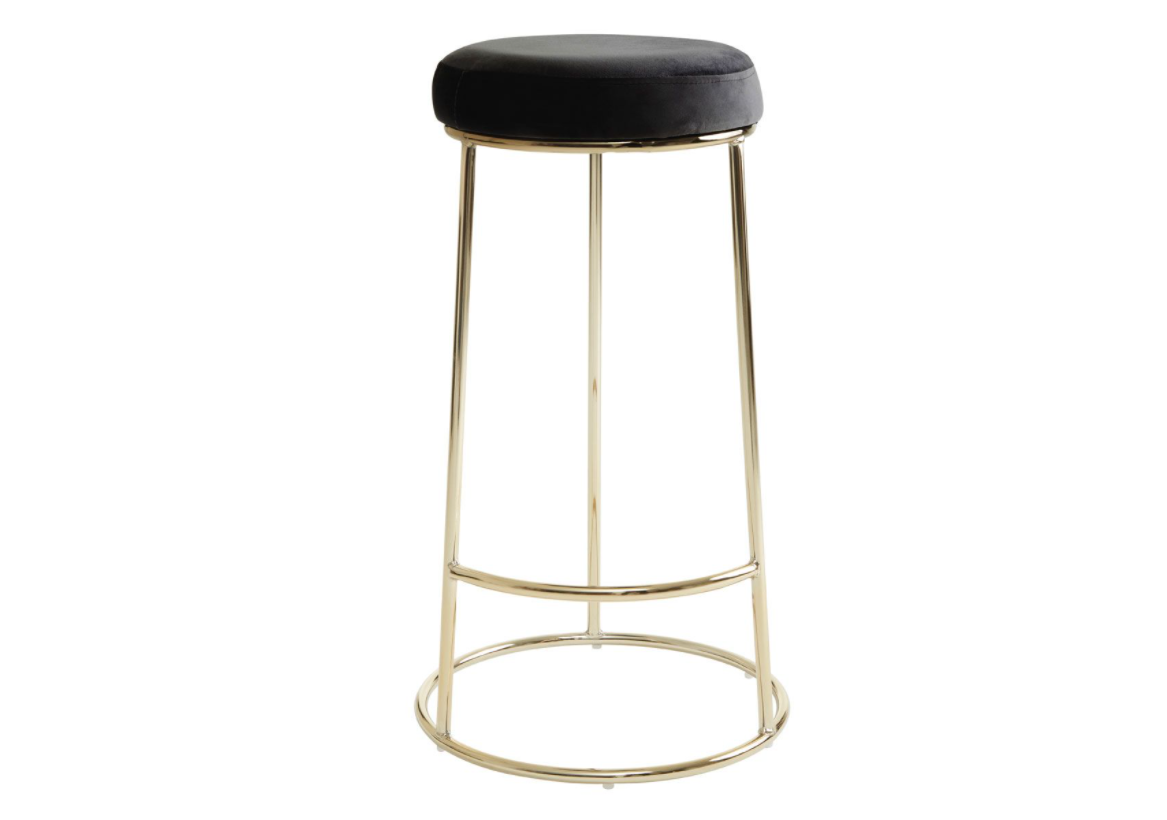 Chimes - Aurora Black Velvet Bar Stool