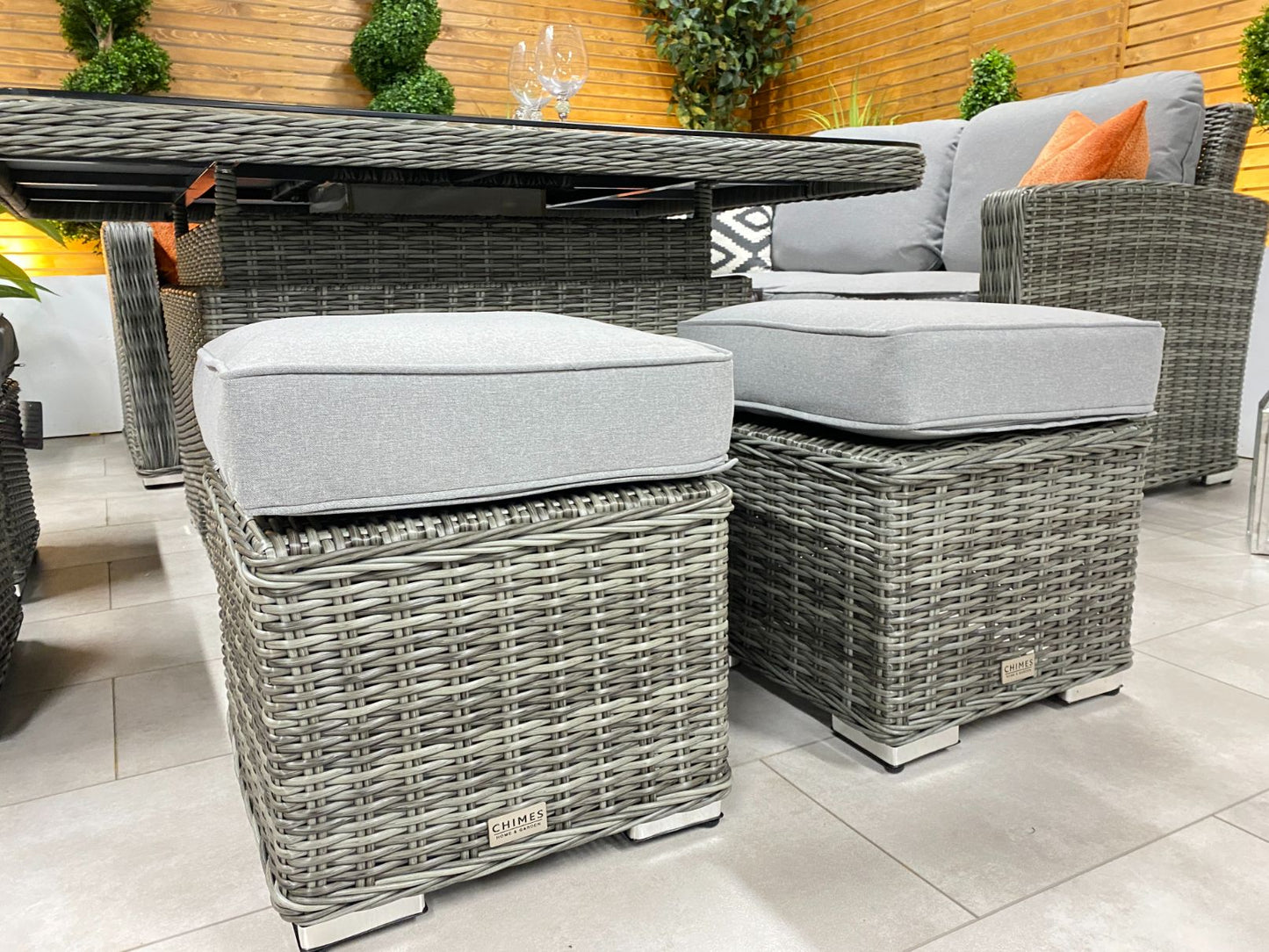 Chimes - Prestige Grey Florence Deluxe Corner Dining Set With Rising Ice Bucket Table (S)