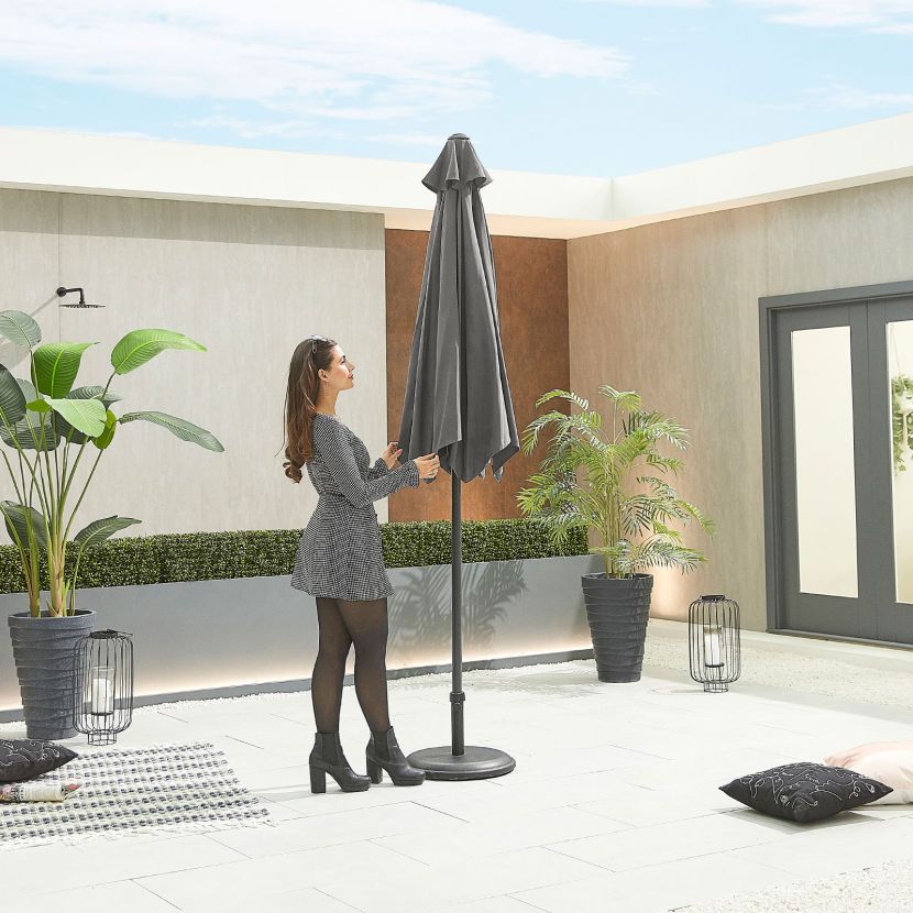 Chimes Antigua Aluminium 2.7m Round Parasol - Grey