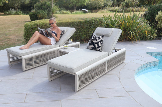 Chimes - Portofino Sun Lounger Set With Coffee Table - Cream