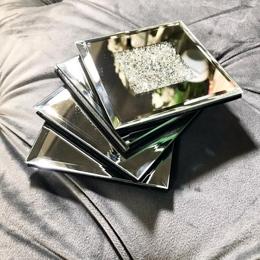 Chimes - Set of 4 Diamonte mirrored coasters