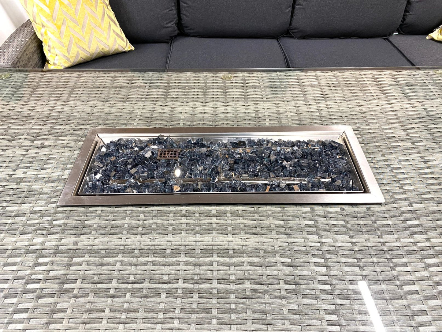 Chimes - Stone Grey Milan Corner Dining Set with Fire Pit Table - Right Hand