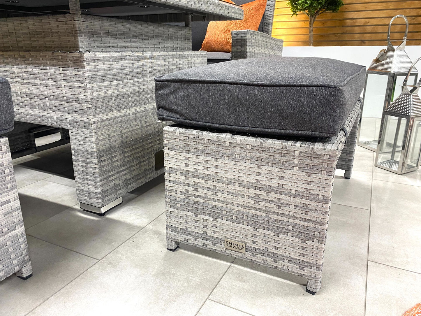 Chimes - Stone Grey Milan Compact Corner Dining Set with Rising Table