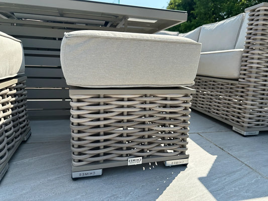 Chimes - Monaco Aluminium & Rope Right Hand Corner Dining Set with Rising Firepit Table - Cream