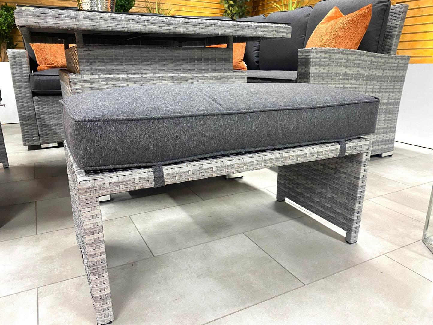 Chimes - Stone Grey Milan Compact Corner Dining Set with Rising Table