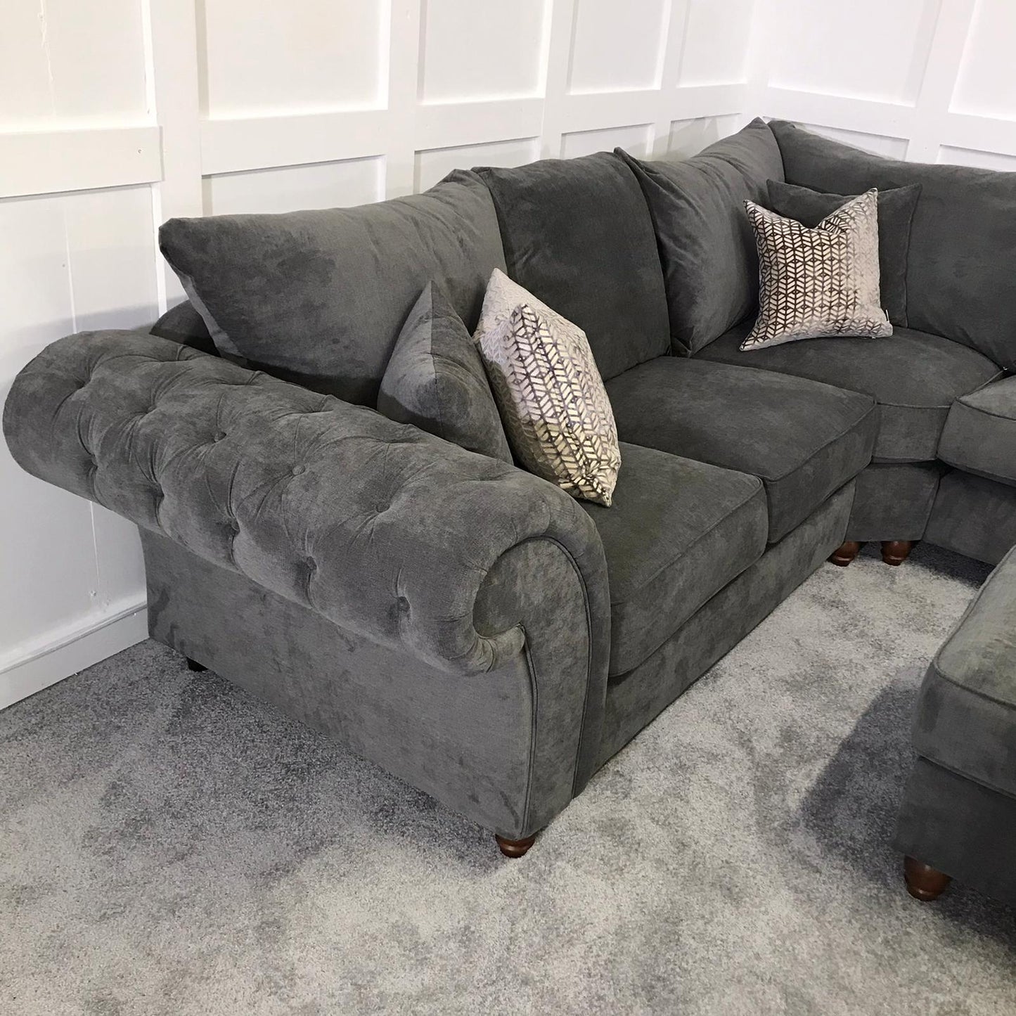 Chimes - Belvedere Corner Sofa - Charcoal Grey - With Foot Stool
