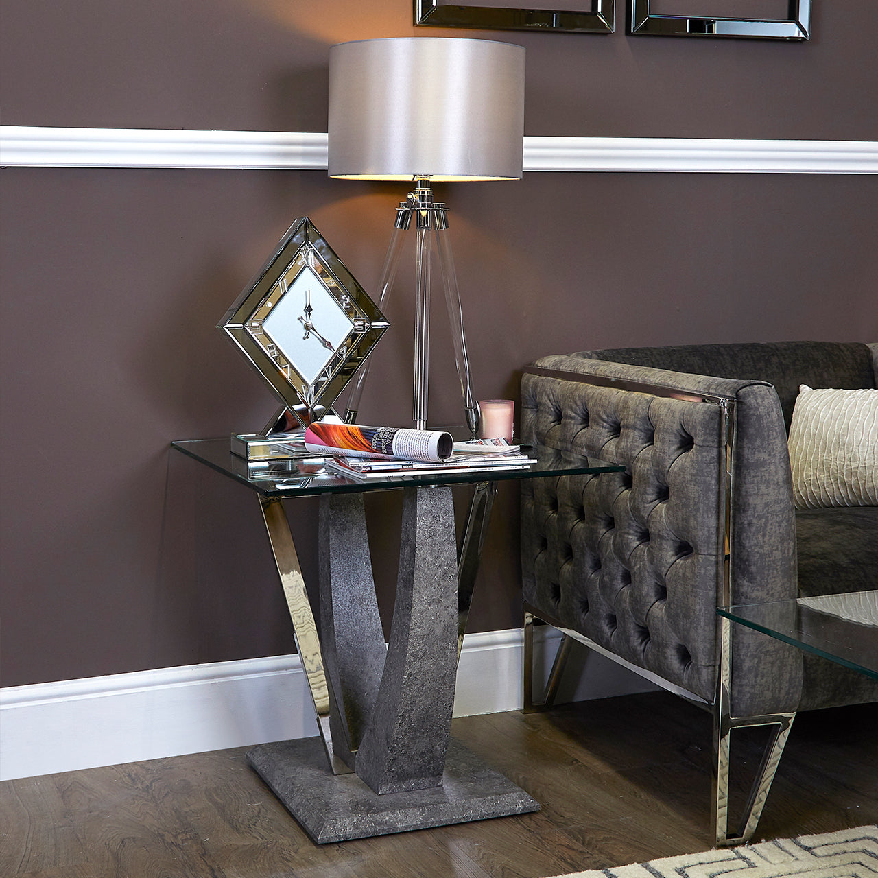 Chimes - Leonardo End Table With Glass Top