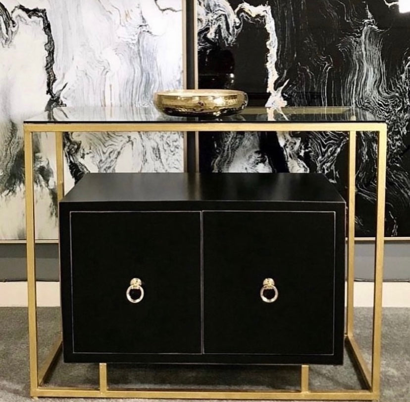 Aurora Gold & Black Suspended 2 Door Cabinet