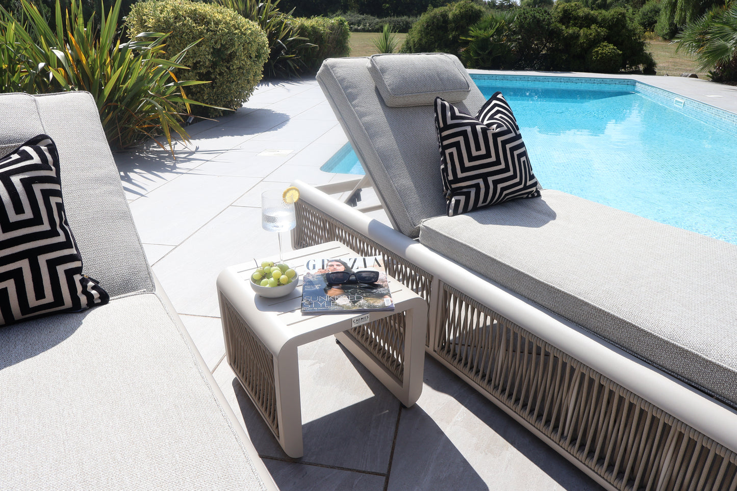 Chimes - Portofino Sun Lounger Set With Coffee Table - Cream