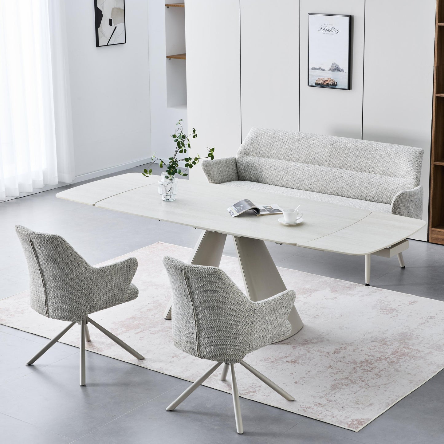 Genoa 2.4m Extending Dining Set with 2 Modena Chairs & Bench