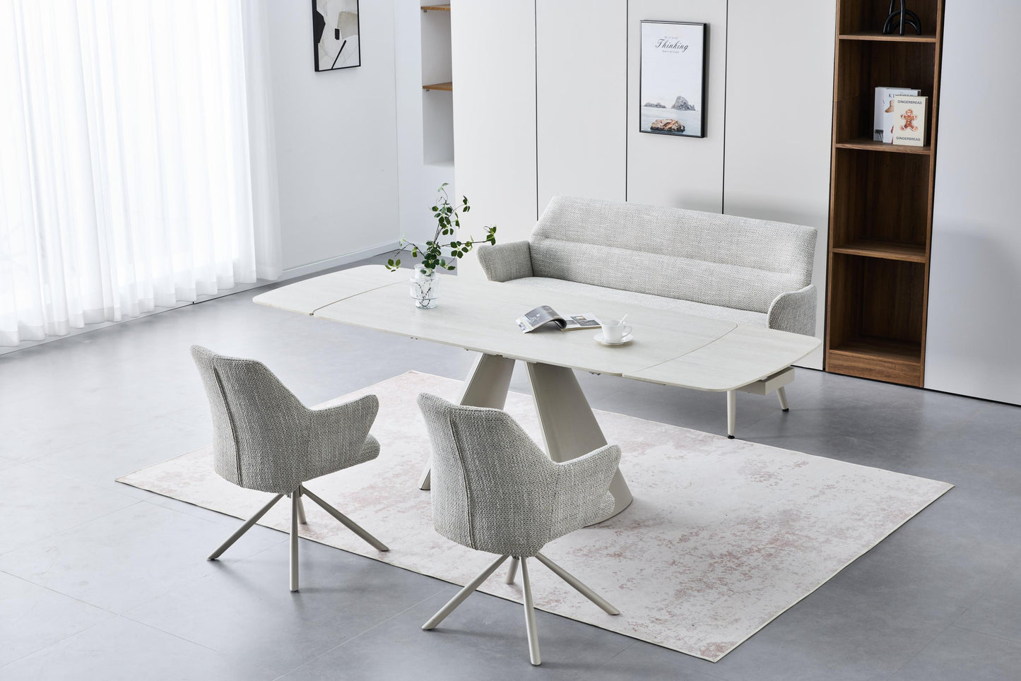Genoa 2.4m Extending Dining Set with 2 Modena Chairs & Bench