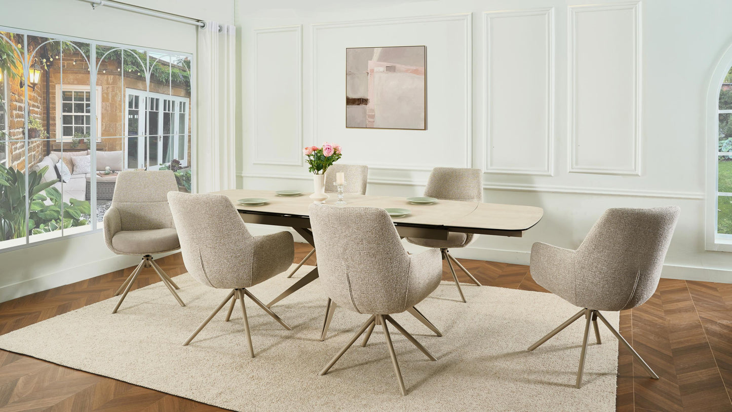 Naples 2.4m Extending Dining Table with 6 Rimini Natural Dining Chairs