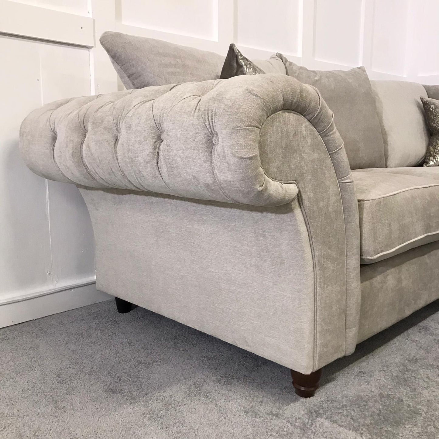 Chimes - Belvedere Corner Sofa - With Foot Stool - Stone