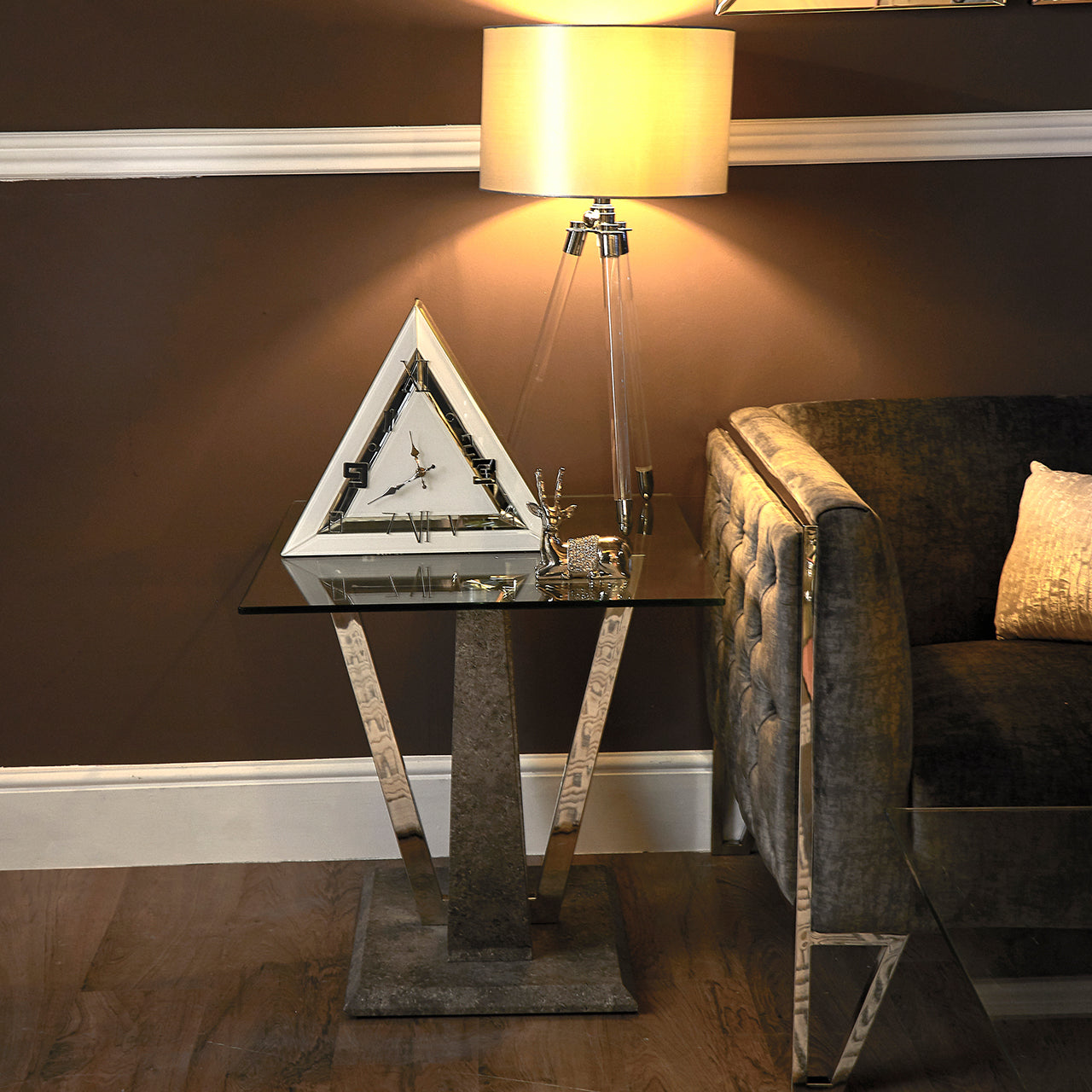 Chimes - Leonardo End Table With Glass Top