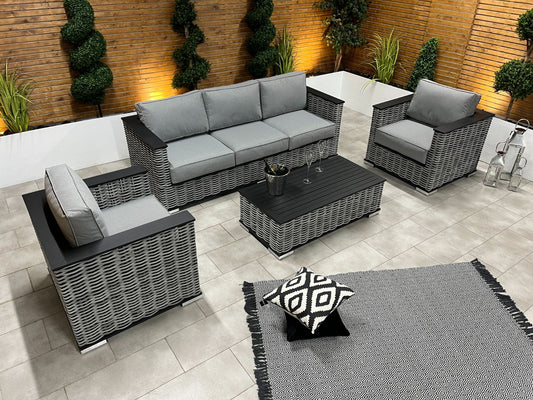 Chimes - Monaco Aluminium 3 Seat Sofa Set with Coffee Table - Rope Weave