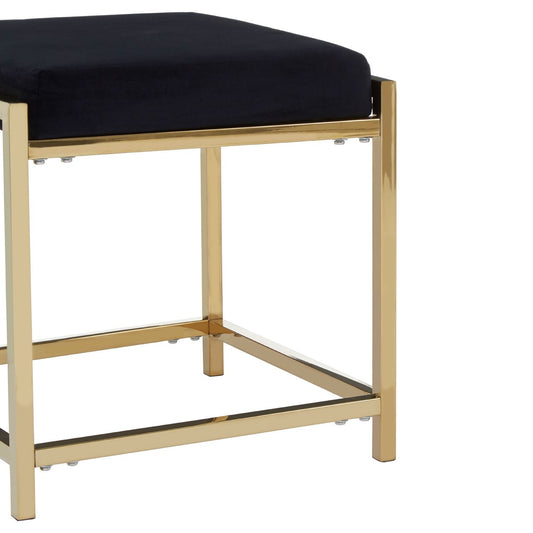 Chimes - Athena Black Velvet Gold Finish Stool