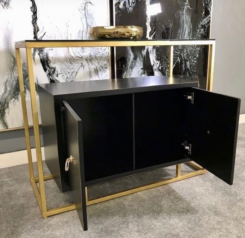Aurora Gold & Black Suspended 2 Door Cabinet