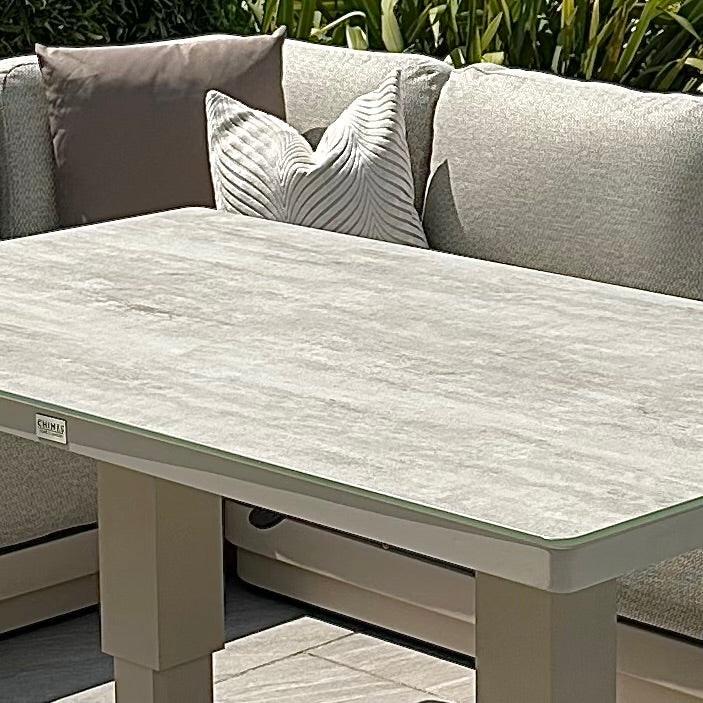 Chimes - Portofino Casual Corner Dining Set with Rectangular Rising Table - Left & Right Hand - Cream