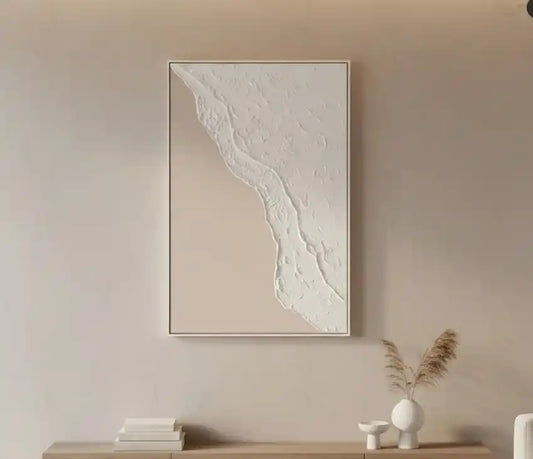 Astra Canvas Natural And White Textured Plaster Wall Art