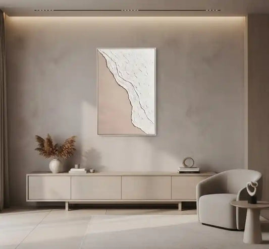 Astra Canvas Natural And White Textured Plaster Wall Art