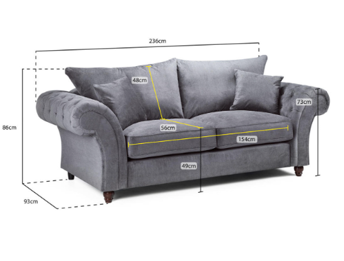 Chimes - Belvedere 3 seater sofa - Charcoal Grey