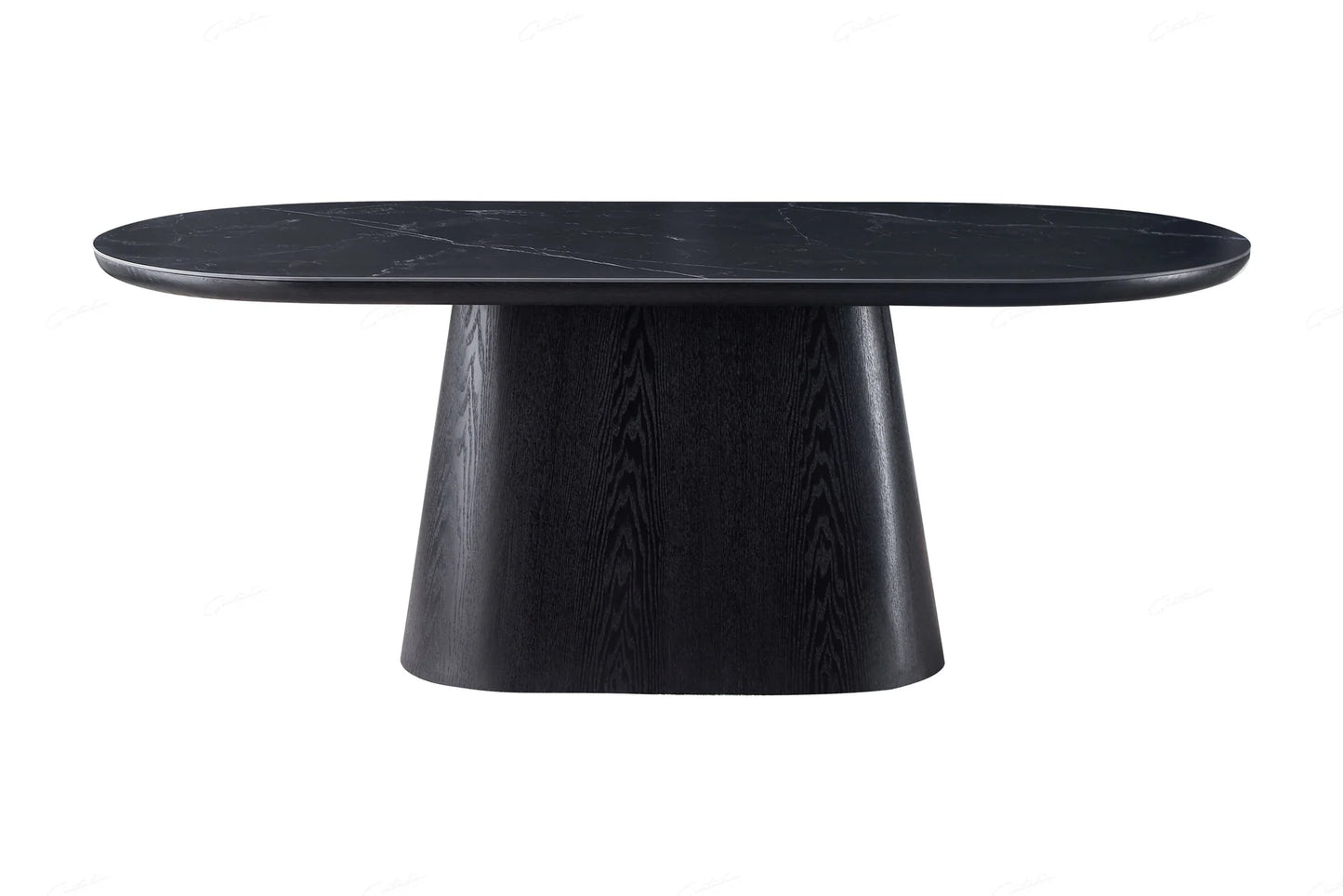 Mava Mango Wood Oval Dining Table in Black Finish