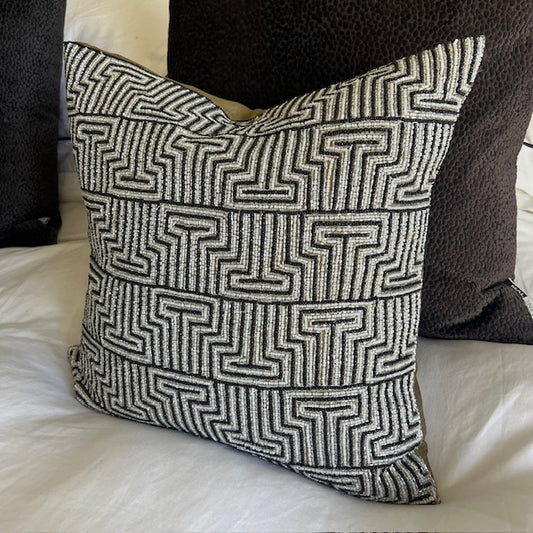 Chimes-Black and Gold Embellished Cushion 40 x 40