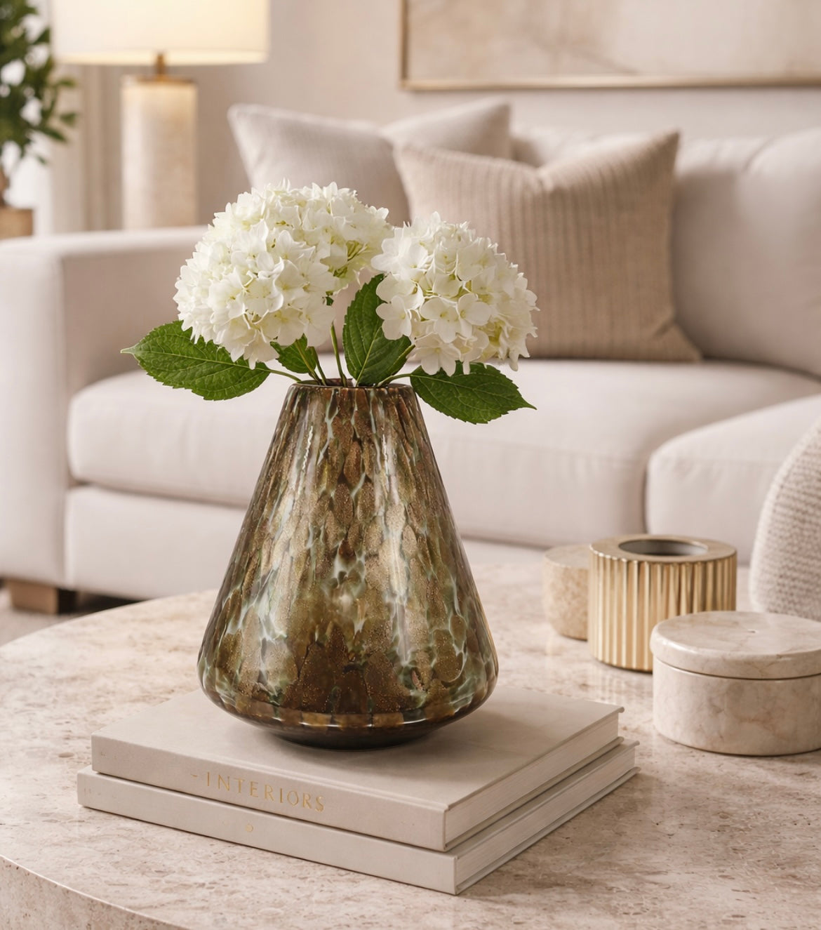 30cm Clear and Gold Handmade Glass Vase