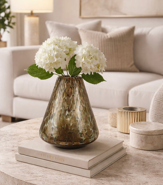 30cm Clear and Gold Handmade Glass Vase