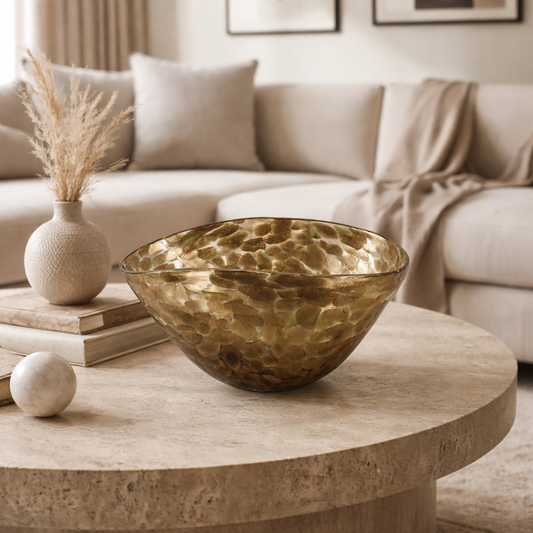 18.5cm Clear and Gold Decorative Handmade Glass