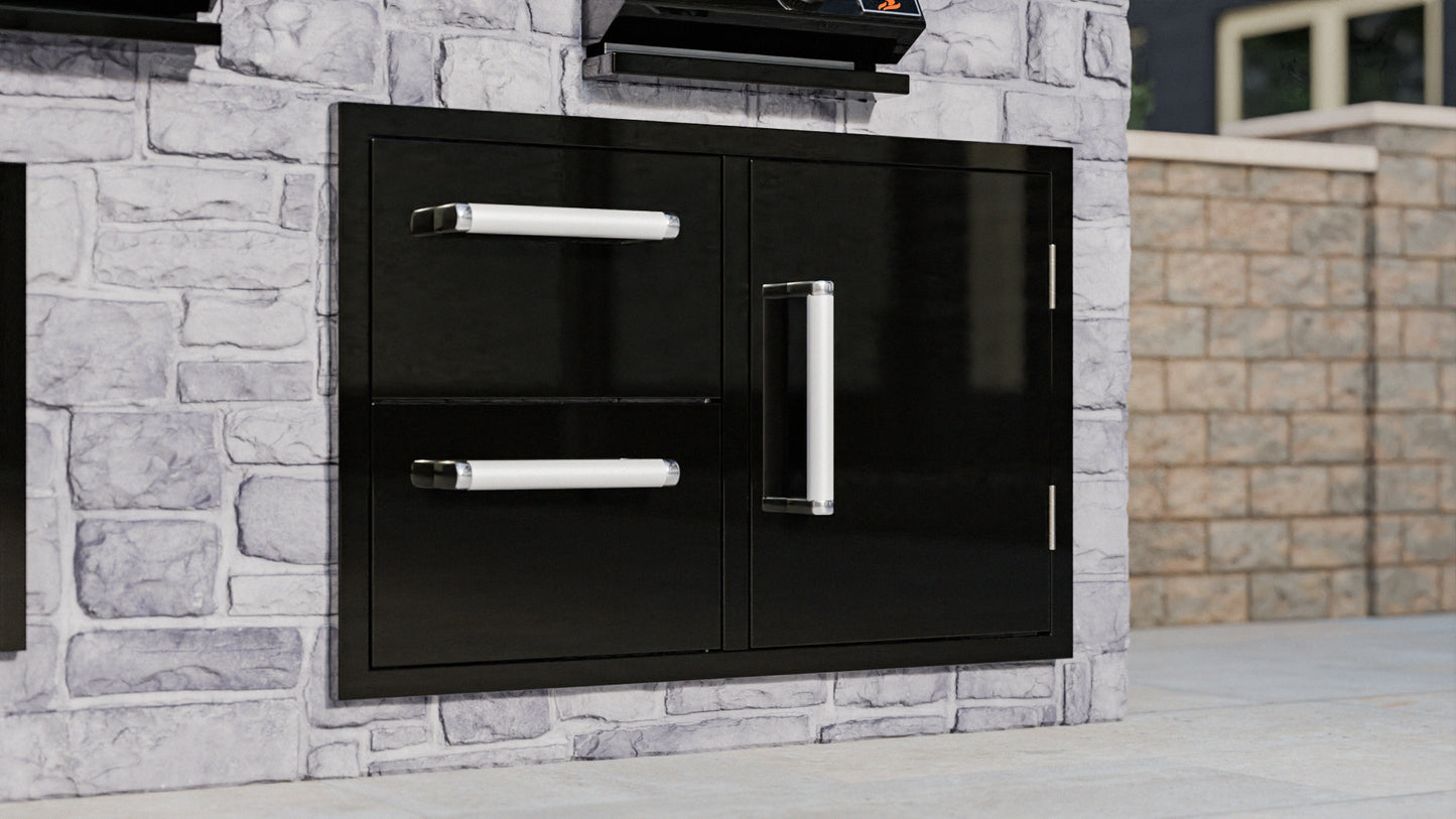 Whistler Grills - Built-In Double Drawer & Single Door Unit - Black
